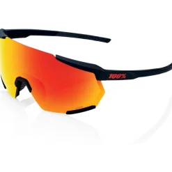 100% Racetrap 3.0 Glasses - Soft Tact Black - HiPER Red Multilayer Mirror | Clear