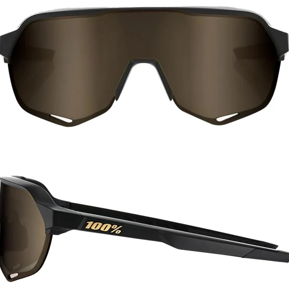 100% S2 Bril - Matte Black - Soft Gold Mirror | Clear