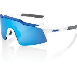 100% Speedcraft SL Bril - Matte White Metallic Blue - HiPER Blue Multilayer Mirror | Clear