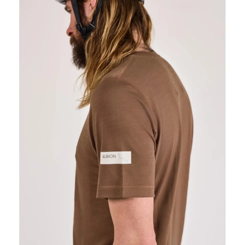 ALBION Merino Riding Unisex-t-shirt voor mannen en vrouwen - Umber