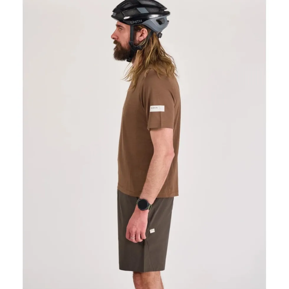 ALBION Merino Riding Unisex-t-shirt voor mannen en vrouwen - Umber