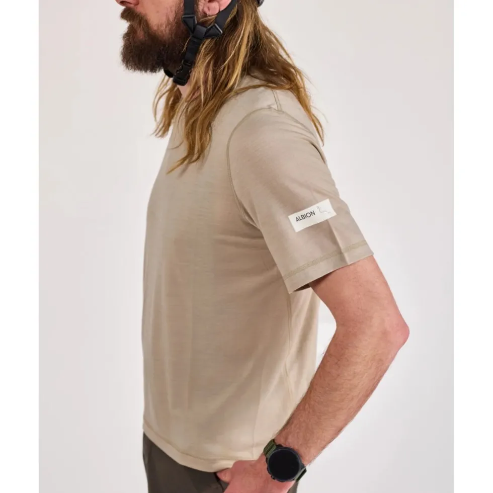 ALBION Merino Riding Unisex-t-shirt voor mannen en vrouwen - Sandstone