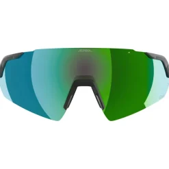 Alpina Turbo Air Q-Lite Brillen - midnight-grey matt/green mirror + pink