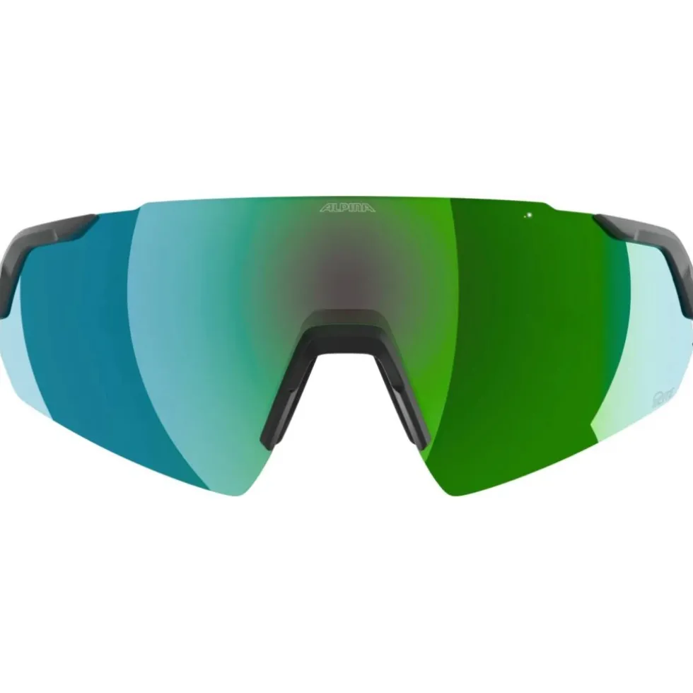 Alpina Turbo Air Q-Lite Brillen - midnight-grey matt/green mirror + pink