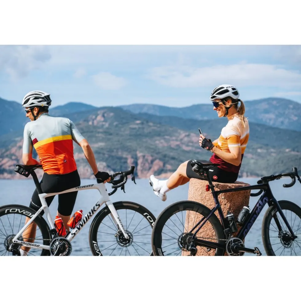 Castelli A Blocco Fietsshirt met Korte Mouwen Heren - ivory/bordeaux-electric lime-sedona sage 365
