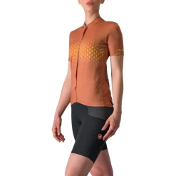 Castelli Unlimited Sentiero 3 Fietsshirt met Korte Mouwen Dames - mocha/goldenrod 245