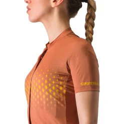 Castelli Unlimited Sentiero 3 Fietsshirt met Korte Mouwen Dames - mocha/goldenrod 245
