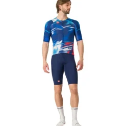 Castelli Wolfpack Rave 8S Fietsshirt met Korte Mouwen Heren - blauw/rood 050