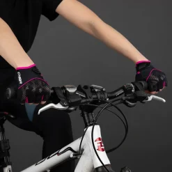 Chiba Gel Handschoenen met Korte Vingers Dame - zwart/roze
