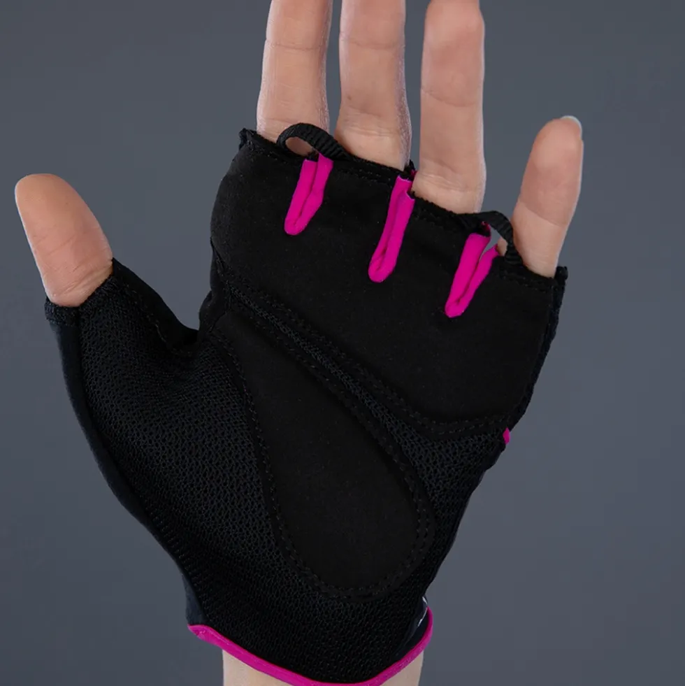 Chiba Gel Handschoenen met Korte Vingers Dame - zwart/roze
