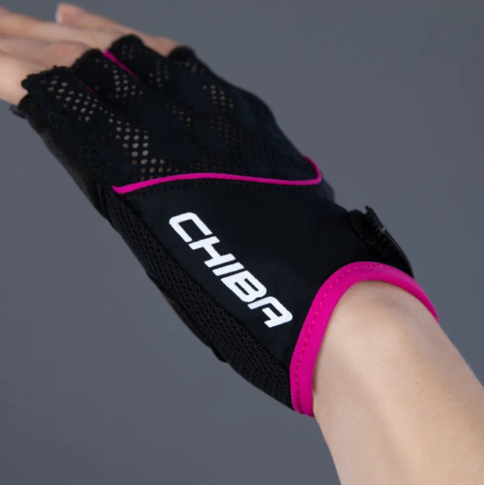 Chiba Gel Handschoenen met Korte Vingers Dame - zwart/roze