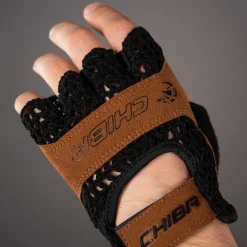 Chiba Retro Handschoenen met Korte Vingers - zwart/bruin