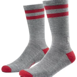 CHROME Merino Crew Sokken - Grey / Red Stripe