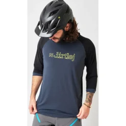 Dirtlej Mountee 3/4 Shirt Heren - steelblue/lime