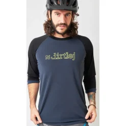 Dirtlej Mountee 3/4 Shirt Heren - steelblue/lime