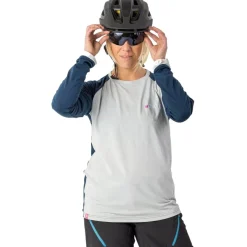 Dirtlej Mountee Drirelease® Merino MTB-Fietsshirt Dames - cool grey/steel blue