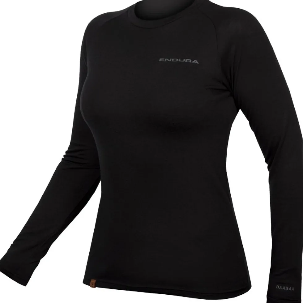 Endura BaaBaa Blend Baselayer met Lange Mouwen Dames - zwart