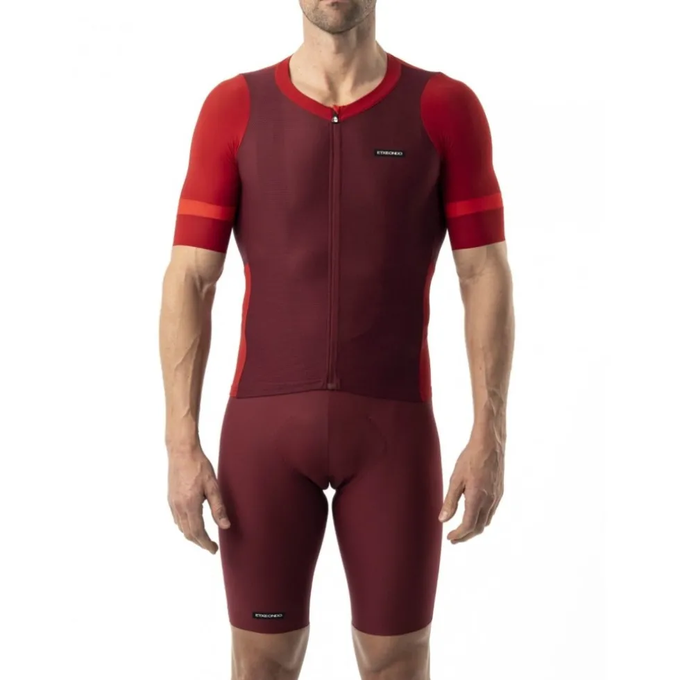 Etxeondo Mendi Fietsshirt met Korte Mouwen Heren - Maroon/Red