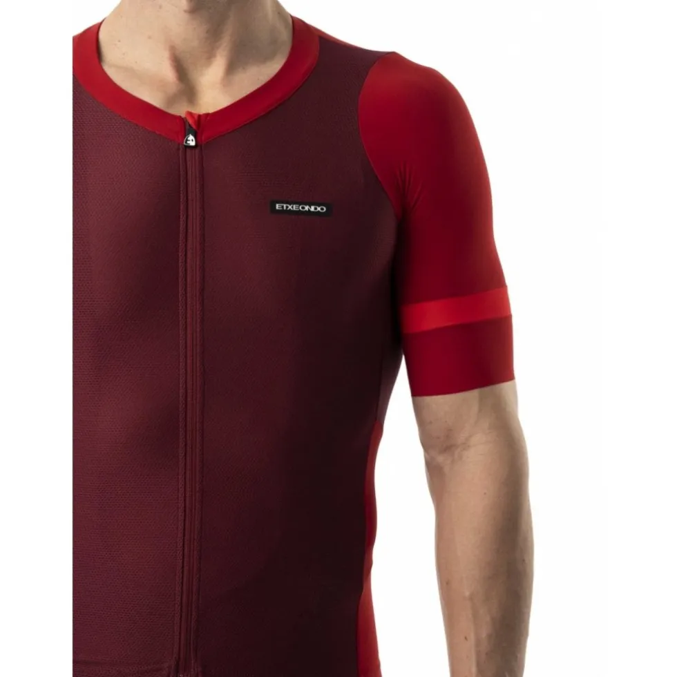 Etxeondo Mendi Fietsshirt met Korte Mouwen Heren - Maroon/Red
