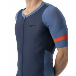 Etxeondo Mendi Fietsshirt met Korte Mouwen Heren - Blauw/Oranje