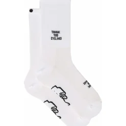 FINGERSCROSSED Classic Iconic Fietssokken - Thank You Cycling - Wit