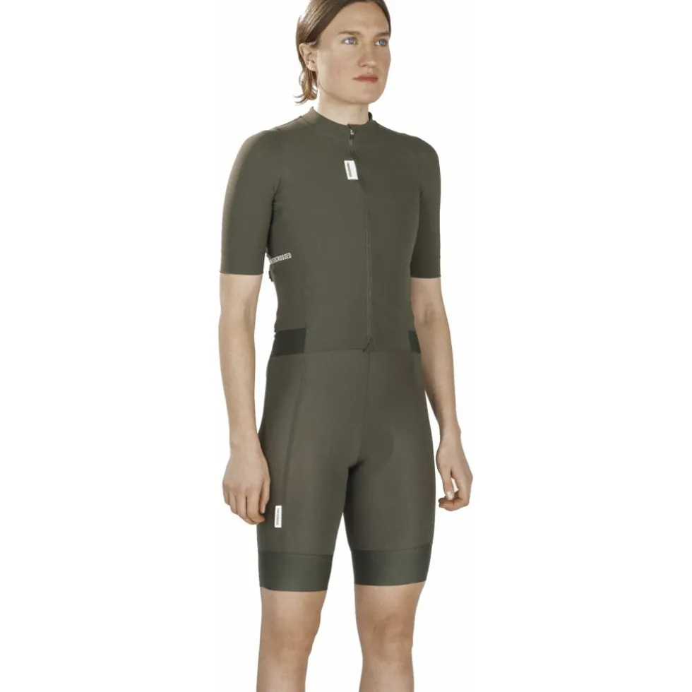 FINGERSCROSSED Road Fietsshirt met Korte Mouwen Dames - Olijf