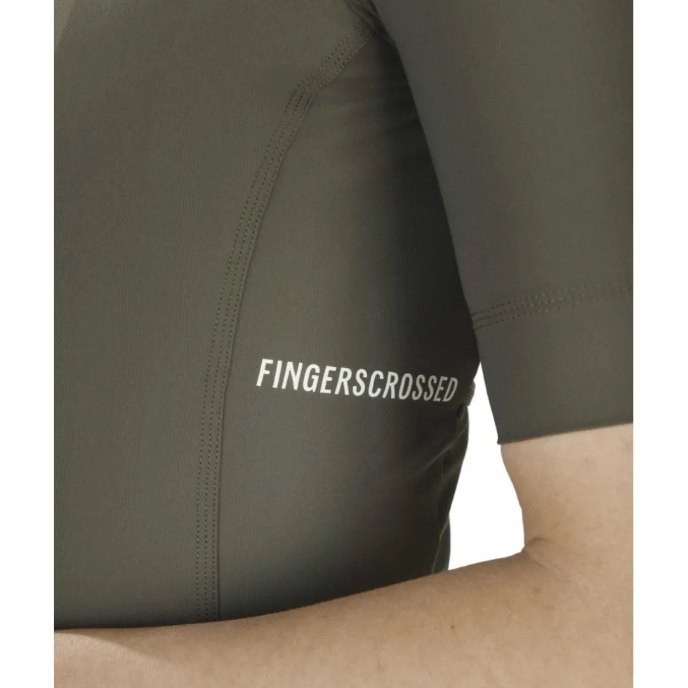 FINGERSCROSSED Road Fietsshirt met Korte Mouwen Dames - Olijf