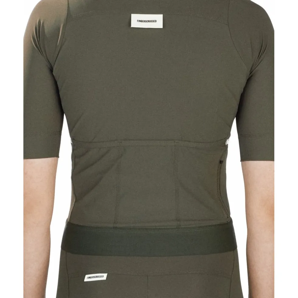 FINGERSCROSSED Road Fietsshirt met Korte Mouwen Dames - Olijf