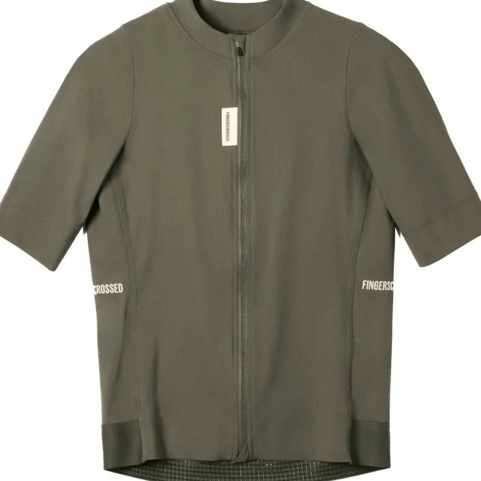 FINGERSCROSSED Road Fietsshirt met Korte Mouwen Dames - Olijf