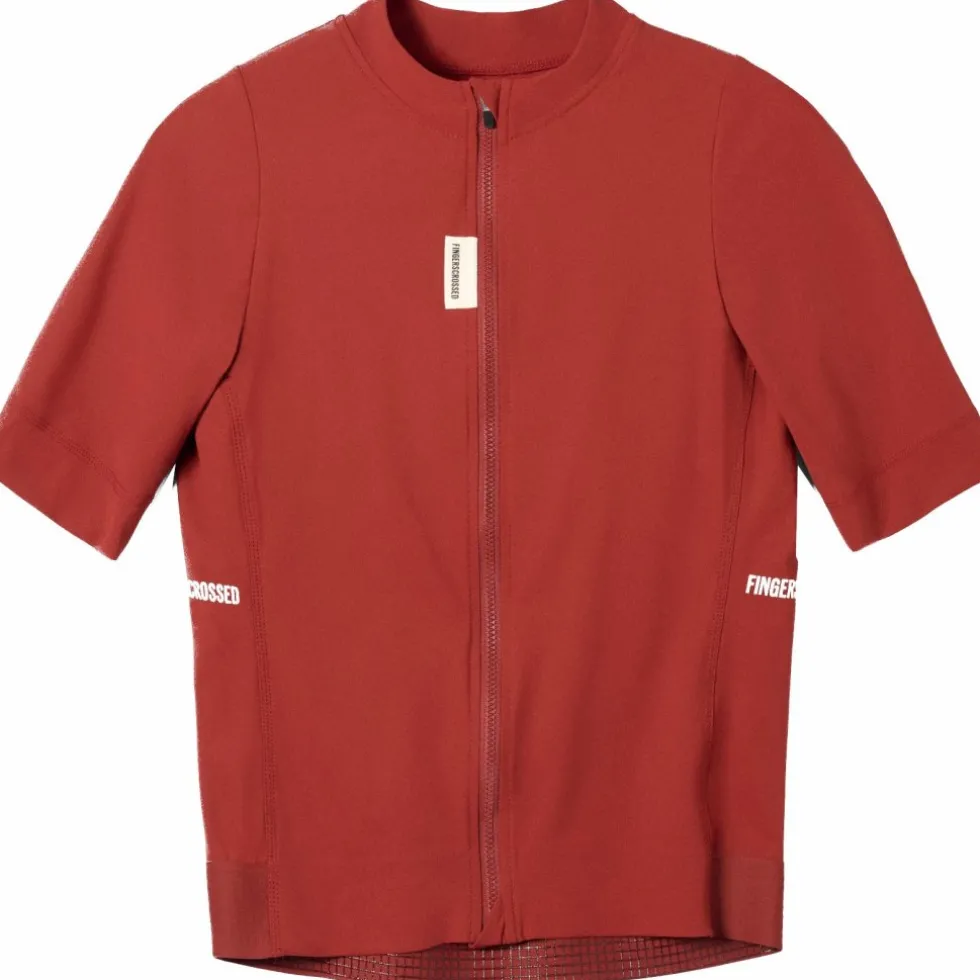 FINGERSCROSSED Road Fietsshirt met Korte Mouwen Heren - Brick