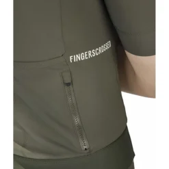 FINGERSCROSSED Road Fietsshirt met Korte Mouwen Heren - Olijf