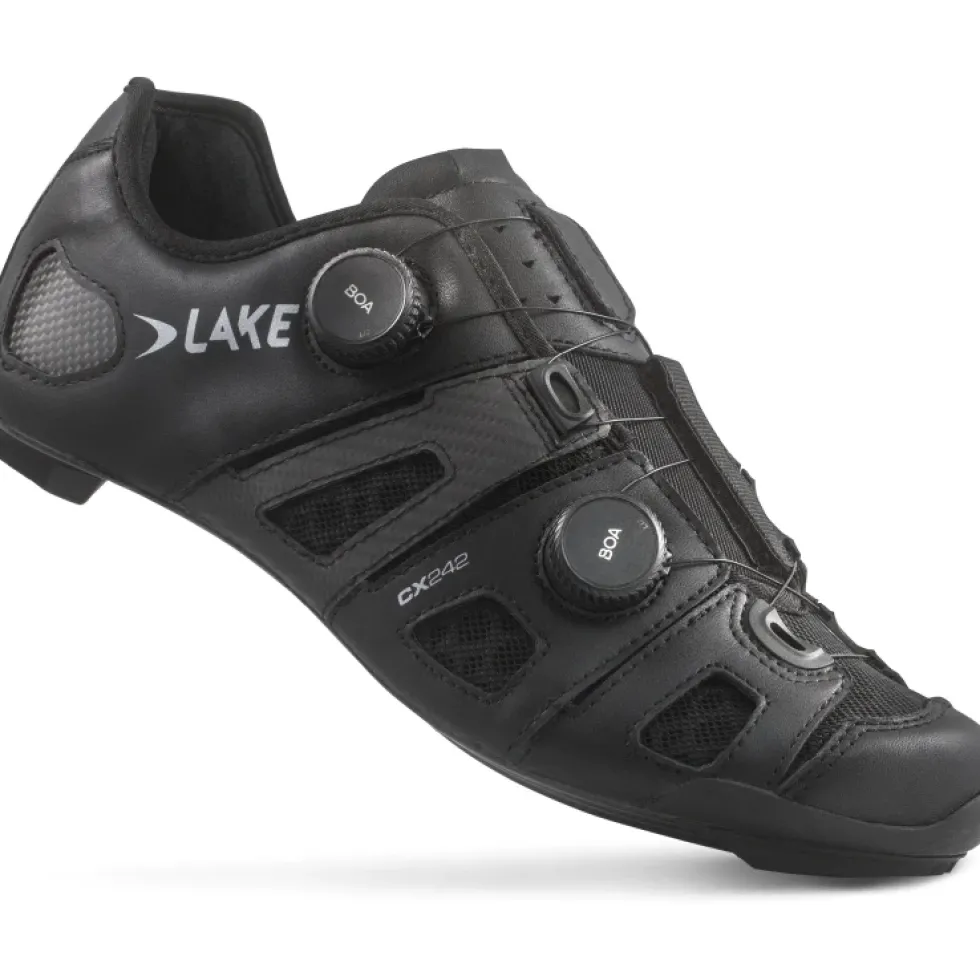 Lake CX242 Racefietsschoenen Heren - Breed - zwart/zilver