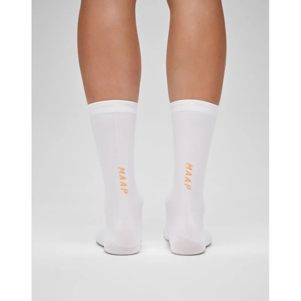 MAAP Team Sokken lang - white/faded fluoro orange