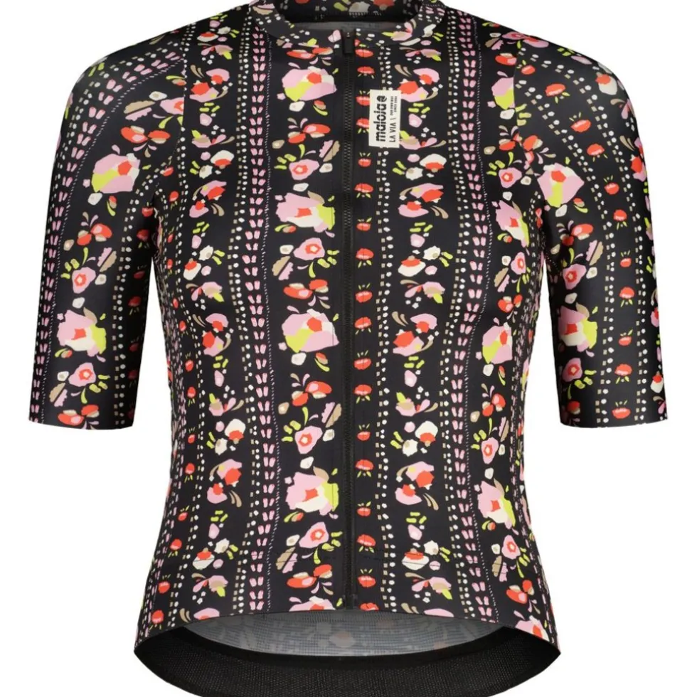 Maloja SokostiM. Roadbike Fietsshirt met Korte Mouwen Dames - deep black rivulet 1119