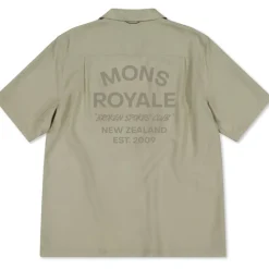 Mons Royale Breezer Merino Herenoverhemd met korte mouwen - dried eucalyptus