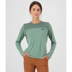 Mons Royale Diversion Merino Fietsshirt met Lange Mouwen Dames - thyme / cypress
