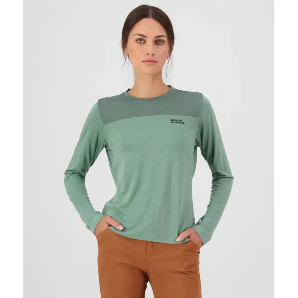 Mons Royale Diversion Merino Fietsshirt met Lange Mouwen Dames - thyme / cypress