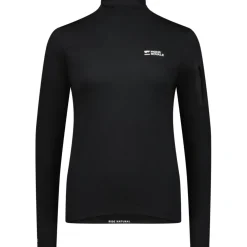 Mons Royale Diversion Merino Mock Neck Shirt met Lange Mouwen Dames - zwart