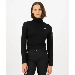 Mons Royale Diversion Merino Mock Neck Shirt met Lange Mouwen Dames - zwart
