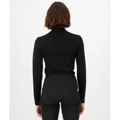 Mons Royale Diversion Merino Mock Neck Shirt met Lange Mouwen Dames - zwart