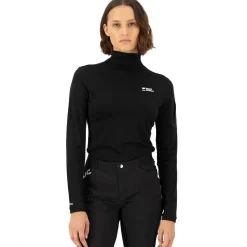 Mons Royale Diversion Merino Mock Neck Shirt met Lange Mouwen Dames - zwart