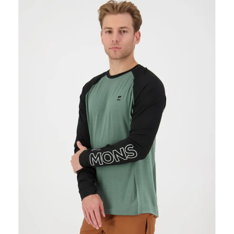 Mons Royale Tarn Merino Shirt met Lange Mouwen Heren - cypress / black / thyme