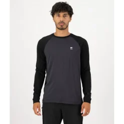 Mons Royale Tarn Merino Shirt met Lange Mouwen Heren - iron / zwart
