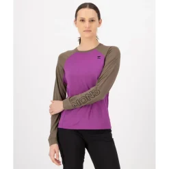 Mons Royale Tarn Merino Shirt met Lange Mouwen Dames - purple bolt / walnut