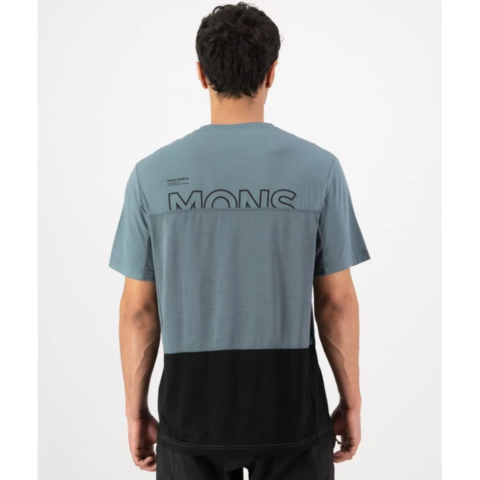 Mons Royale Tarn Merino T-Shirt Heren - goblin blue / zwart