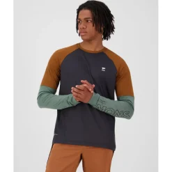 Mons Royale Tarn Merino Wind Fietsshirt Heren - cypress / caramel / black
