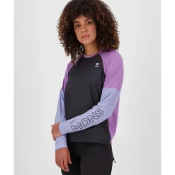 Mons Royale Tarn Merino Wind Fietsshirt Dames - skyline / bloom / black