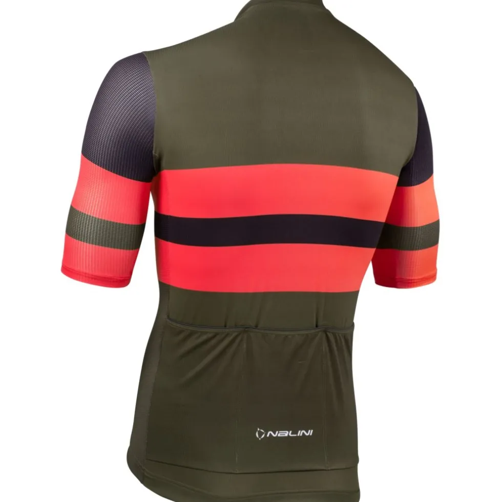 Nalini Linear Fietstrui Heren - red coral/army green 4400