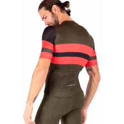 Nalini Linear Fietstrui Heren - red coral/army green 4400