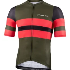 Nalini Linear Fietstrui Heren - red coral/army green 4400